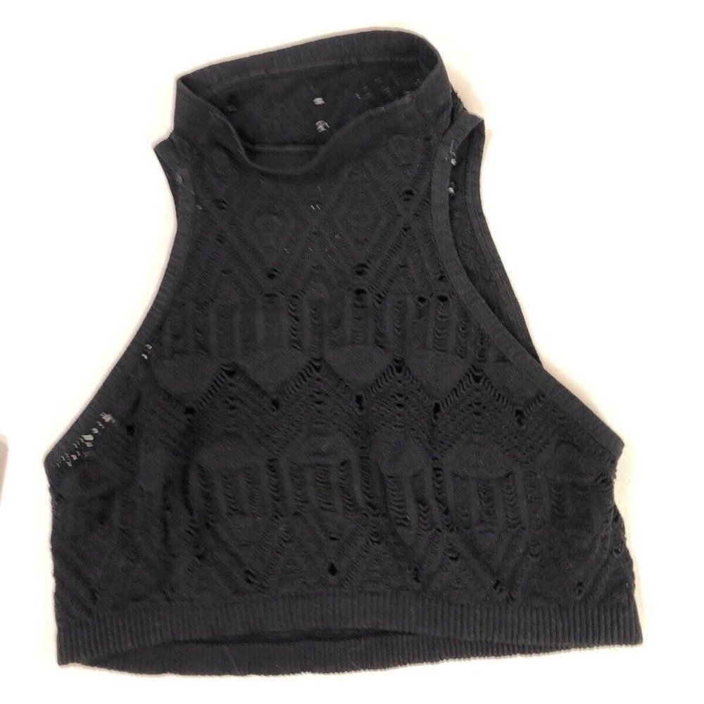 Free People Bralette Ladies Size Extra Small Black Pullover High Neck Stretchy